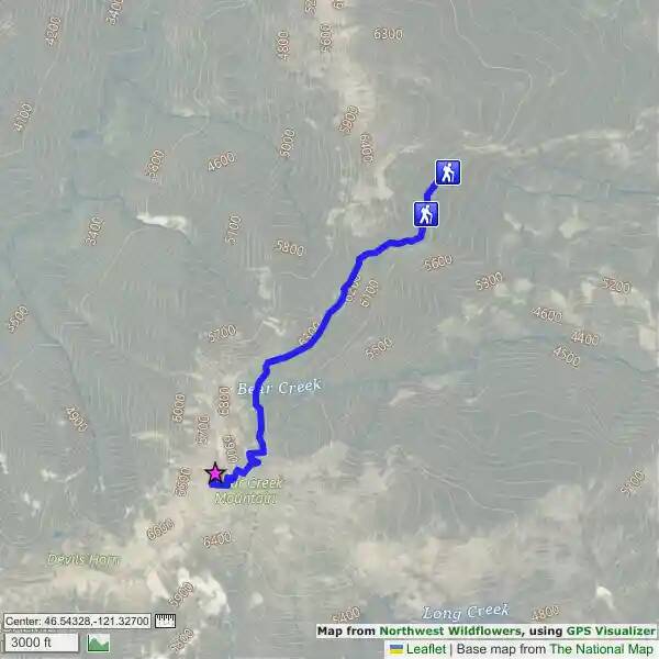 map of Bear Creek Mountain